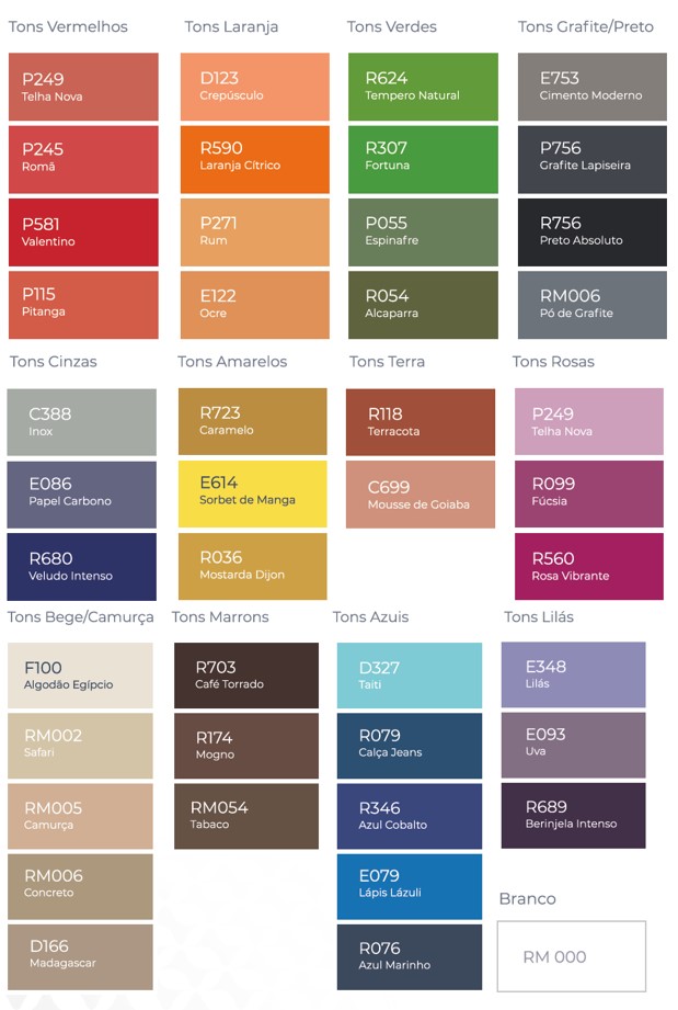 Cartela de Cores das Nuvens Acústicas da FlexAcustic